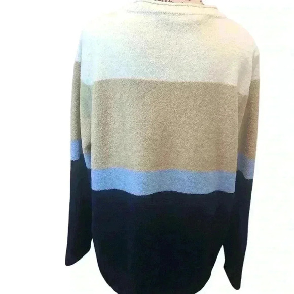 Talbots Petite XLP Multicolor Stripe Soft Terry Knit Sweater L/S Crew Neck - Picture 2 of 4